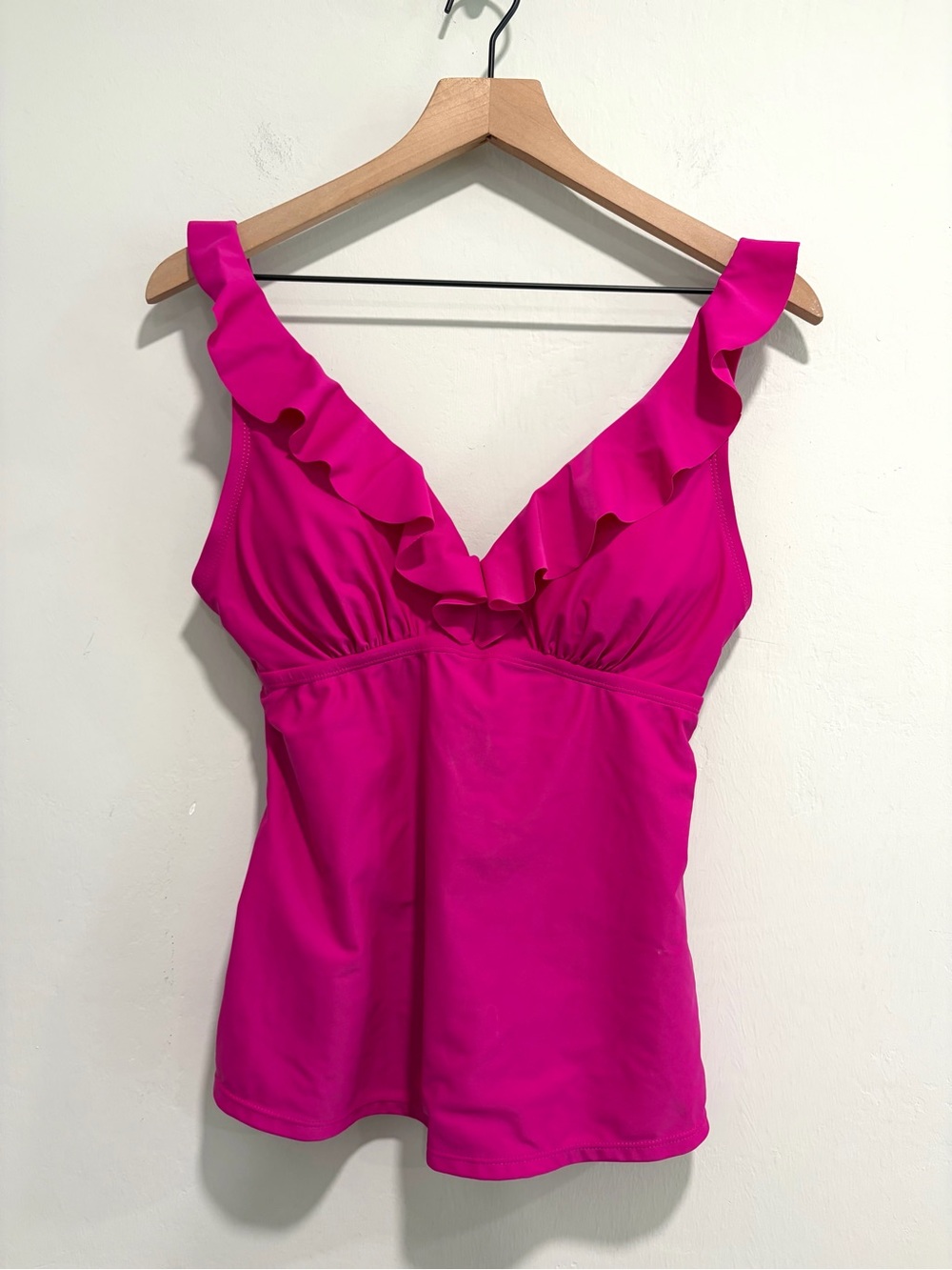 DKNY V-Neck Ruffle Tankini 2PC Swimsuit - Picture 3 of 14
